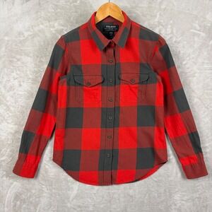 Filson Womens Buffalo Plaid Button Down Shirt Red Black XS Long Sleeve Pockets